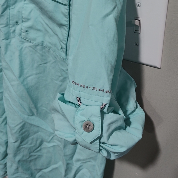 Columbia PFG Omni-Shade Men's Shirt Size XXL Fishing Vent Green Roll Tab Sleeve - Picture 10 of 11